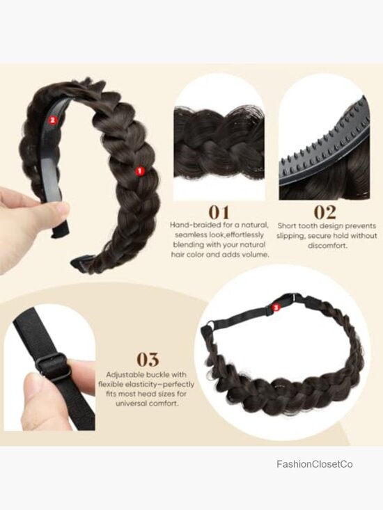 Synthetic Handmade Braided Headbands Hair Hoops Elastic Stretch Headwraps main image 6
